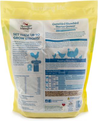 Show full view: Manna Pro Gamebird Showbird Starter Grower Crumbles Chicken Food, 5-lb bag slide 2 of 10