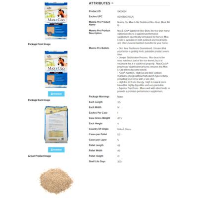 Show full view: Manna Pro Max-E-Glo Stabilized Rice Bran Meal Granules Horse Supplement, 40-lb bag slide 8 of 9
