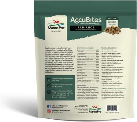 Show full view: Manna Pro MP Accubites Radiance Equine Horse Supplement, 7.5-lb bag slide 2 of 8