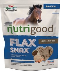 Manna Pro Nutrigood FlaxSnax Omega 3 Skin & Coat Baked Horse Treats, 3.2-lb bag