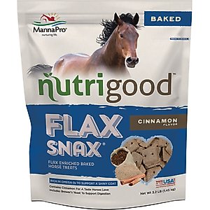 Manna Pro Nutrigood FlaxSnax Omega 3 Skin & Coat Baked Horse Treats, 3.2-lb bag