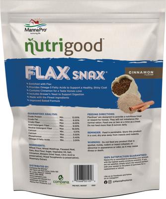 Show full view: Manna Pro Nutrigood FlaxSnax Omega 3 Skin & Coat Baked Horse Treats, 3.2-lb bag slide 2 of 7