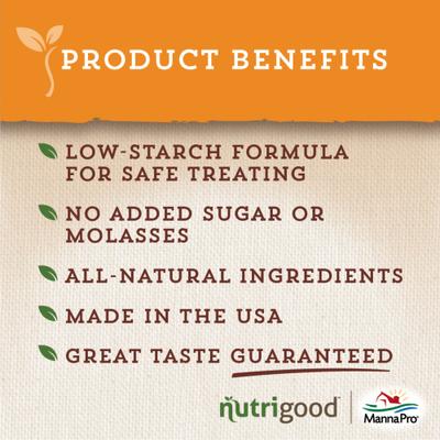 Show full view: Manna Pro NutriGood Low-Sugar Snax Carrot-Anise Flavor Horse Treats, 4-lb bag slide 7 of 9