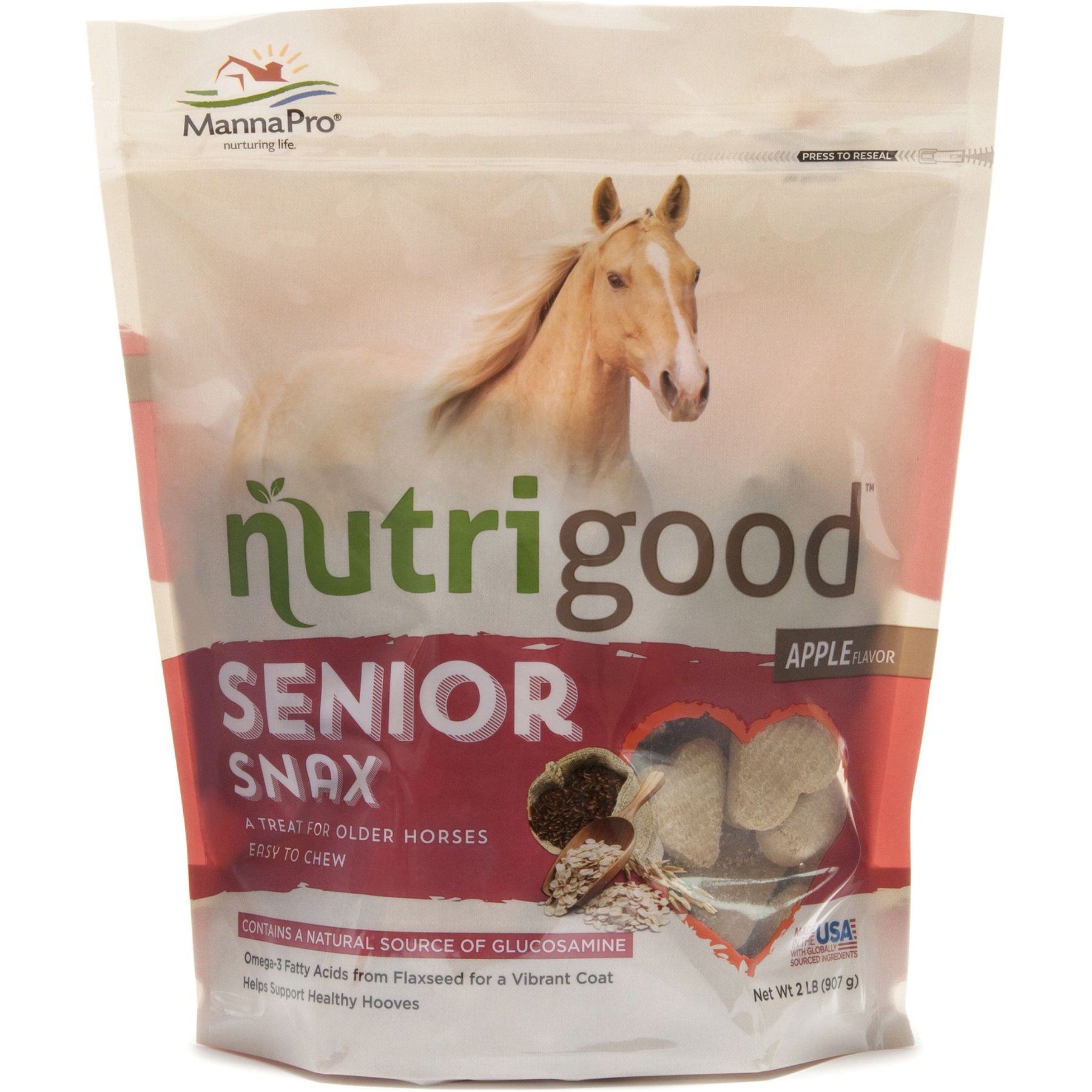 Manna Pro NutriGood Senior Snax Apple Flavor Horse Treat, 2-lb bag