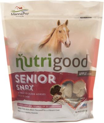 Show full view: Manna Pro NutriGood Senior Snax Apple Flavor Horse Treat, 2-lb bag slide 1 of 5