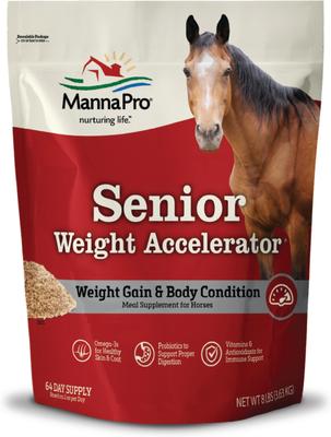 Show full view: Manna Pro Weight Accelerator Senior Horse Supplement, 8-lb bag slide 1 of 9