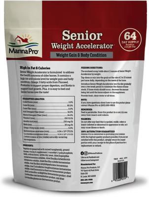 Show full view: Manna Pro Weight Accelerator Senior Horse Supplement, 8-lb bag slide 2 of 9