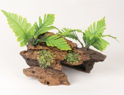 Marina Naturals Malaysian Driftwood with Plants Fish Ornaments, Medium