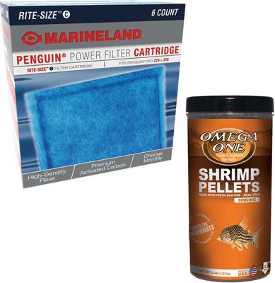 Show full view: Marineland Bio-Wheel Penguin Rite-Size C Filter Cartridge + Omega One Sinking Shrimp Pellets Freshwater & Saltwater Fish Food slide 1 of 6