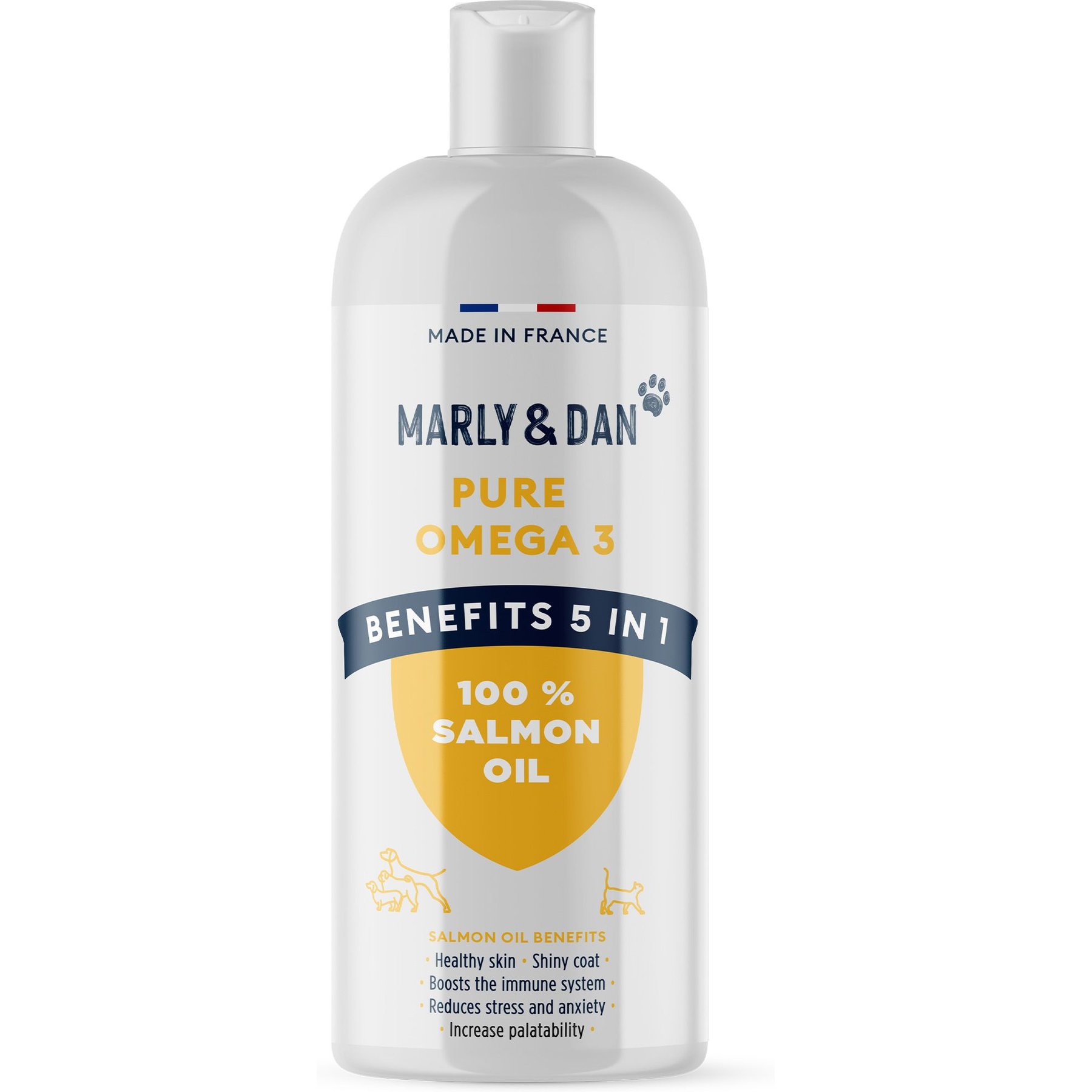Marly & Dan 100% Pure Omega-3 Salmon Oil Liquid Supplement/Topper for Dogs & Cats, 473ml bottle