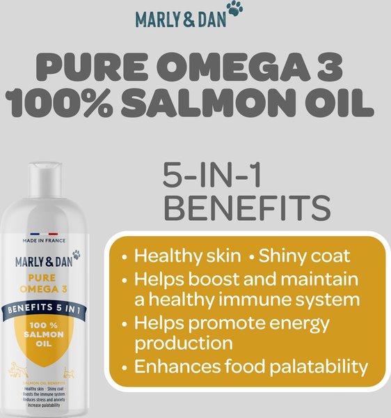 Marly & Dan 100% Pure Omega-3 Salmon Oil Liquid Supplement/Topper for Dogs & Cats, 473ml bottle