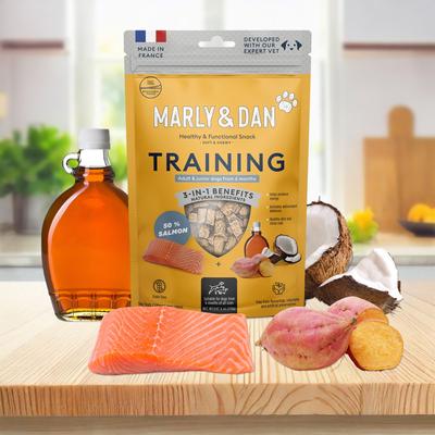 Show full view: Marly & Dan Healthy & Functional Salmon Dog Treats with Sweet Potato & Coconut, Training Recipe, 6-oz bag slide 6 of 7
