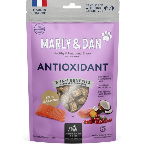 Marly & Dan Healthy & Functional Salmon Dog Treats with Sweet Potato & Cranberries, Antioxidant Recipe, 6-oz bag