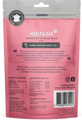 Show full view: Marly & Dan Healthy & Functional Salmon Jerky Treats for Dogs, Energy & Antioxidant Recipe, 6oz bag slide 3 of 7
