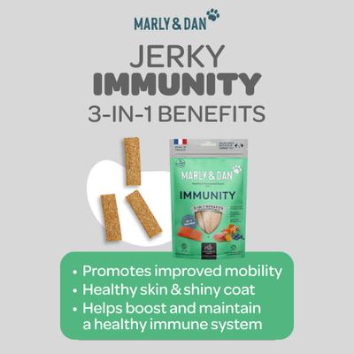 Show full view: Marly & Dan Healthy & Functional Salmon Jerky Treats for Dogs, Immunity Recipe, 6oz bag slide 4 of 6