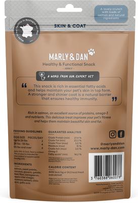 Show full view: Marly & Dan Healthy & Functional Salmon Jerky Treats for Dogs, Skin & Coat Recipe, 6oz bag slide 3 of 6