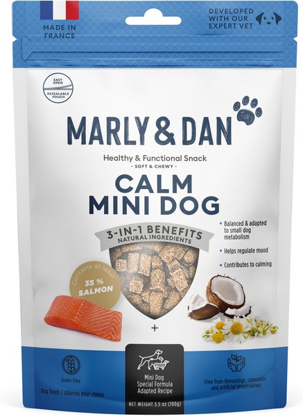 Marly & Dan Salmon Dog Treats for Small & Mini Dogs with Chamomile, Calming Recipe, 3.5-oz bag