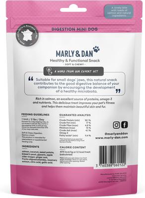 Show full view: Marly & Dan Salmon Dog Treats for Small & Mini Dogs with Sweet Potato & Ginger, Tummy & Digestion Recipe, 3.5-oz bag slide 3 of 7