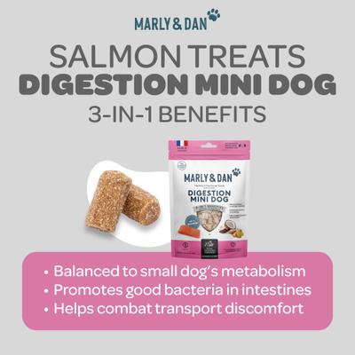 Show full view: Marly & Dan Salmon Dog Treats for Small & Mini Dogs with Sweet Potato & Ginger, Tummy & Digestion Recipe, 3.5-oz bag slide 4 of 7