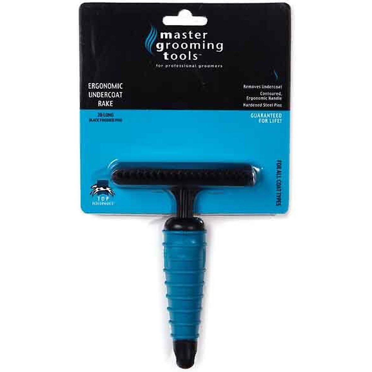 Master Grooming Tools Ergonomic Undercoat Pet Rake, 20 Long Pins