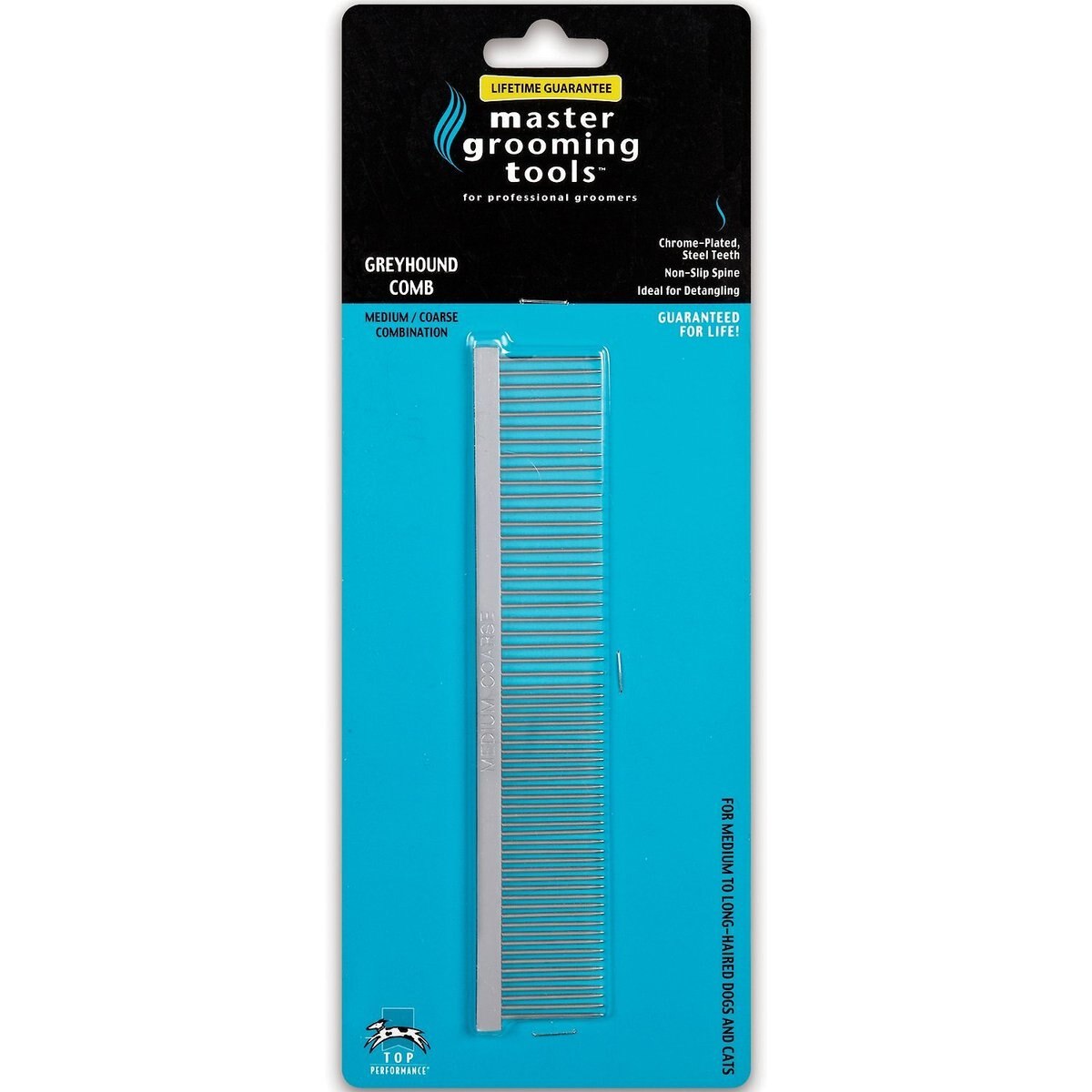 Master Grooming Tools Greyhound Comb, Medium/Coarse, Silver