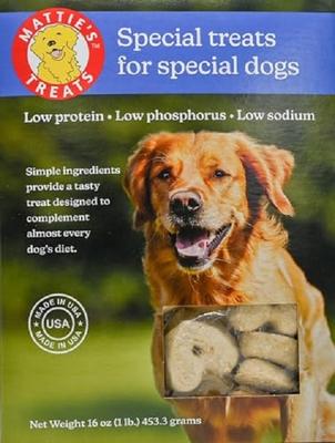 Show full view: Mattie's Treats Low Protein, Low Phosphorus, Low Sodium Crunchy Dog Treats, 1-lb box slide 8 of 10