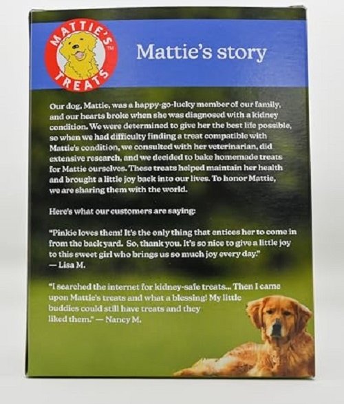 Mattie's Treats Low Protein, Low Phosphorus, Low Sodium Crunchy Dog Treats, 1-lb box