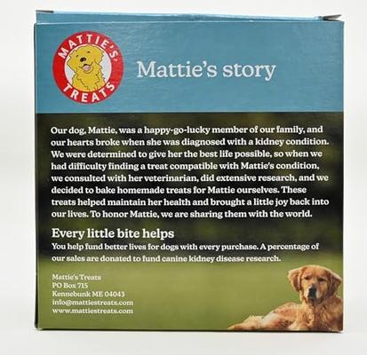 Show full view: Mattie's Treats Minis Low Protein, Low Phosphorus, Low Sodium Crunchy Dog Treats, 10-oz box slide 4 of 7