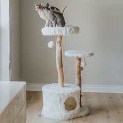 Mau Alba 43-in Modern Wooden Cat Tree & Condo, White