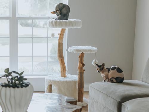 Show full view: Mau Alba 43-in Modern Wooden Cat Tree & Condo, White slide 4 of 9