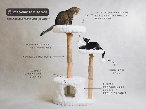 Show full view: Mau Alba 43-in Modern Wooden Cat Tree & Condo, White slide 5 of 9