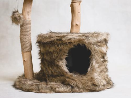 Show full view: Mau Cento 46-in Modern Wooden Cat Tree & Condo, Brown slide 7 of 9