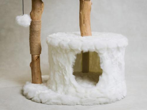 Show full view: Mau Cento 46-in Modern Wooden Cat Tree & Condo, White slide 7 of 9