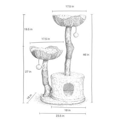 Show full view: Mau Cento 46-in Modern Wooden Cat Tree & Condo, White slide 8 of 9