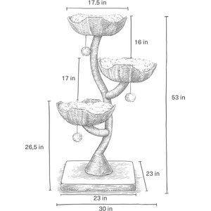 Mau Ivy 3, 53-in Modern Cat Tree, Natural