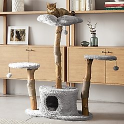 Mau Leone 50-in Modern Wooden Cat Tree & Condo, Gray