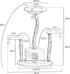 Mau Leone 50-in Modern Wooden Cat Tree & Condo, Gray slide 2 of 4