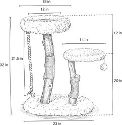 Mau Rizzo 32-in Modern Wooden Cat Tree, Gray slide 2 of 4