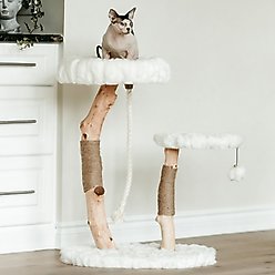 Mau Rizzo 32-in Modern Wooden Cat Tree, White