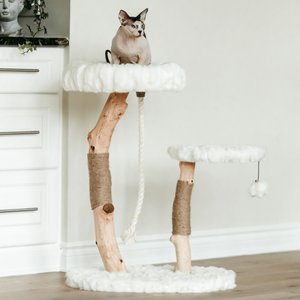 Mau Rizzo 32-in Modern Wooden Cat Tree, White