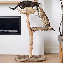 Mau Uni 41-in Faux Fur Basket Bed Cat Tree, Brown