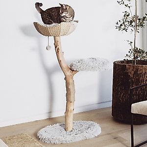 Mau Uni 41-in Faux Fur Basket Bed Cat Tree, Gray