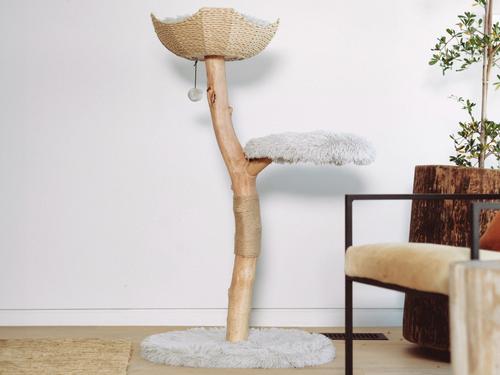 Show full view: Mau Uni 41-in Faux Fur Basket Bed Cat Tree, Gray slide 3 of 9