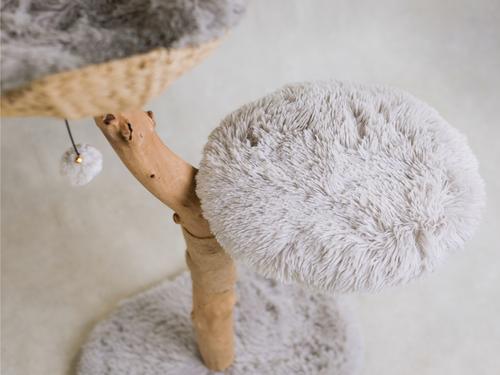 Show full view: Mau Uni 41-in Faux Fur Basket Bed Cat Tree, Gray slide 7 of 9