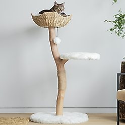 Mau Uni 41-in Faux Fur Basket Bed Cat Tree, White
