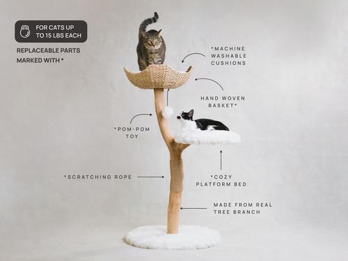 Show full view: Mau Uni 41-in Faux Fur Basket Bed Cat Tree, White slide 5 of 10