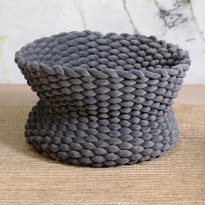 Show full view: Mau Velvety Hand Woven Single Weave Cat Bed, Gray slide 5 of 11