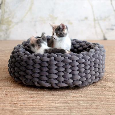 Show full view: Mau Velvety Hand Woven Single Weave Cat Bed, Gray slide 7 of 11