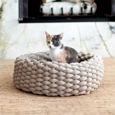Show full view: Mau Velvety Hand Woven Single Weave Cat Bed, Taupe slide 4 of 6