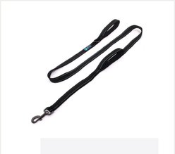 Max and Neo Dog Gear Nylon Reflective Double Dog Leash, Black, 6-ft long, 1-in wide